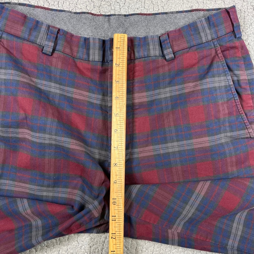 Brooks Brothers Clark Chinos Mens 34x32 Red Blue Plaid Stretch Cotton Pants - Picture 10 of 11